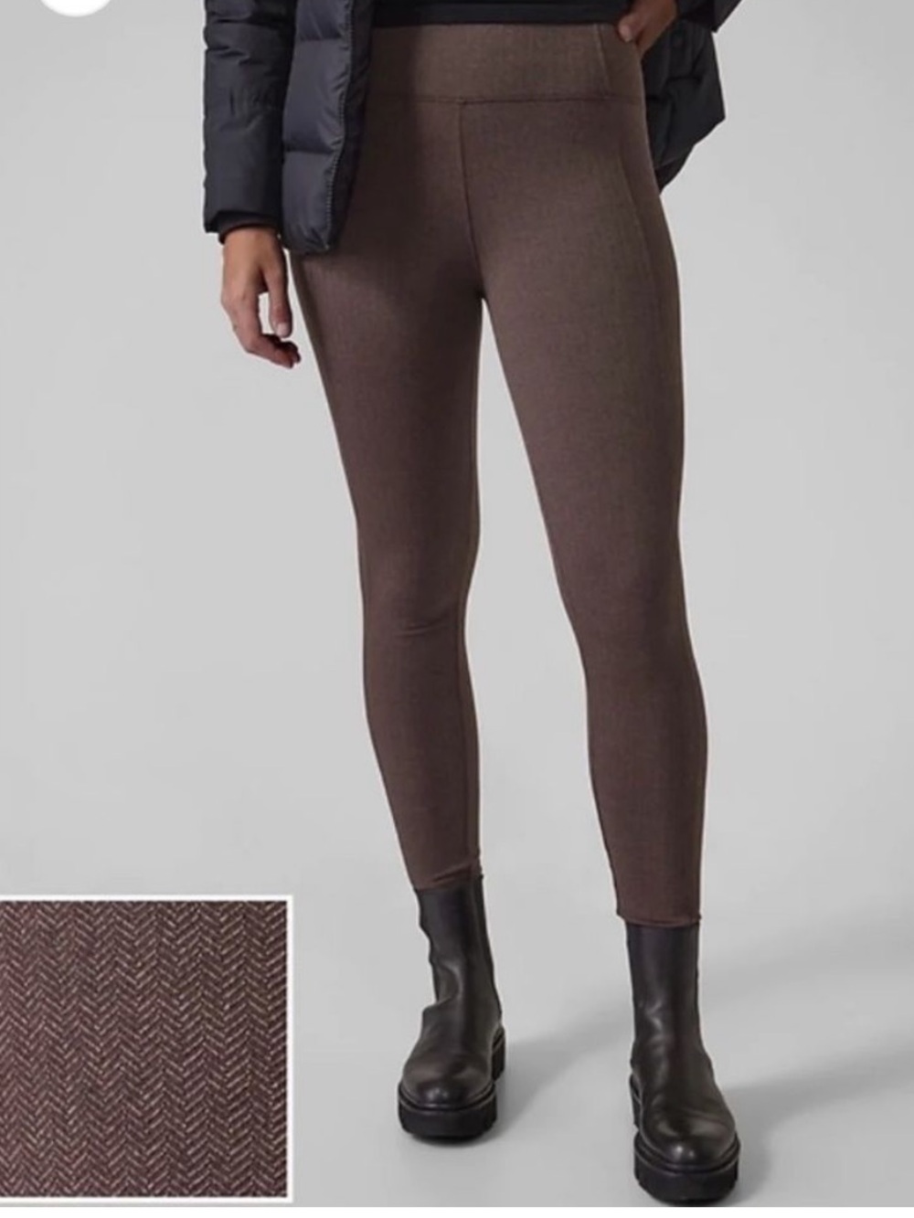 Athleta Delancey Herringbone Tight Brown Size Small